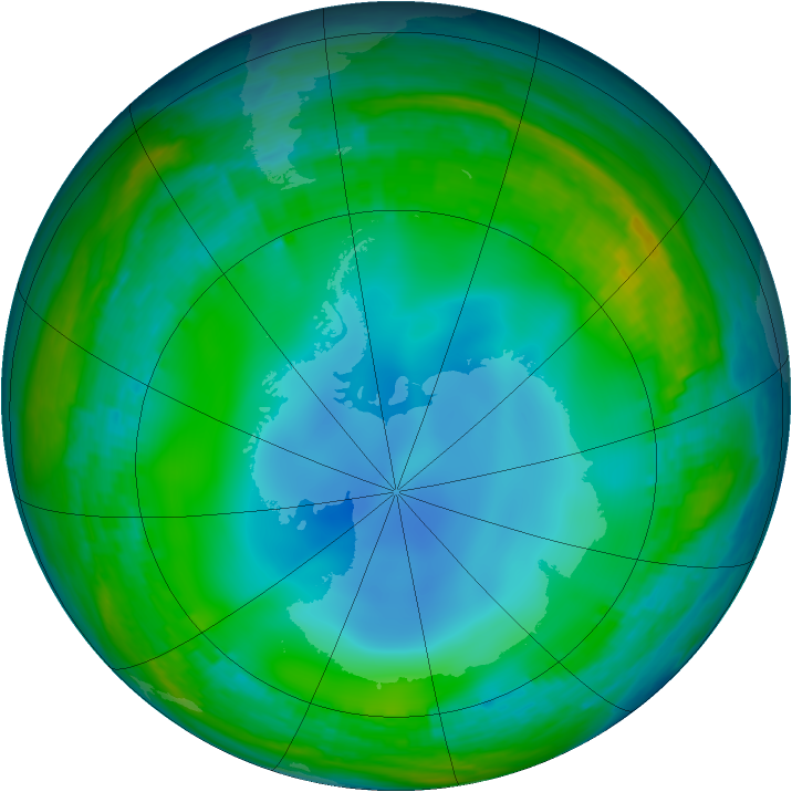 Antarctic ozone map for 10 June 2001